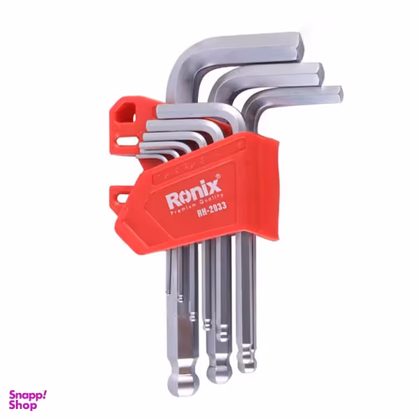 آچار آلن سر گرد کارتی کوتاه رونیکس (Ronix) مدل RH-2033 مجموعه 9 عددی
