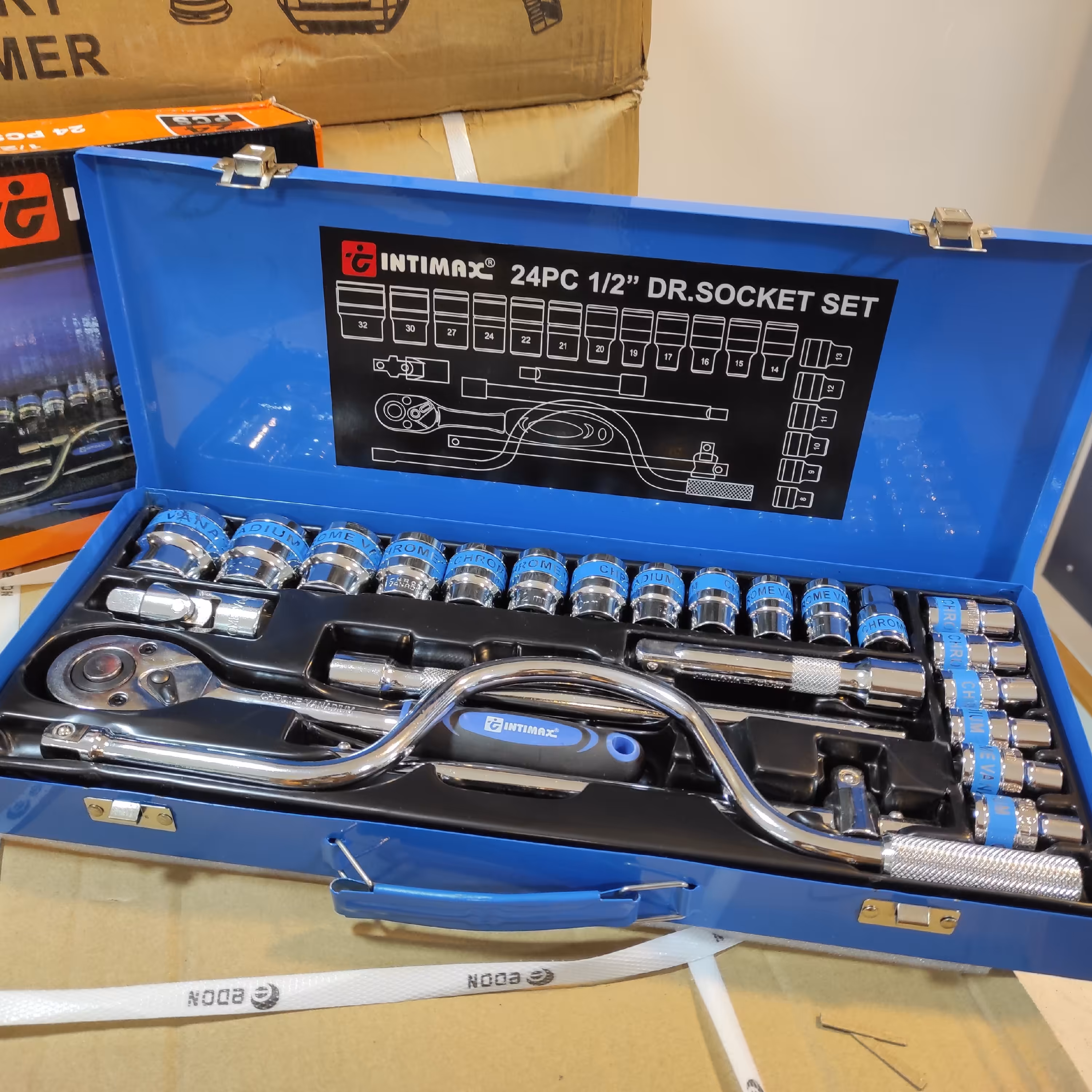 جعبه بکس 24 پارچه باس مدل CRV جعبه فلزی تک رنگ آبی