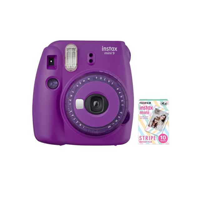 دوربین عکاسی چاپ سریع فوجی فیلم Instax Mini 9 به همراه کاغذ 10 تایی طرح Stripe