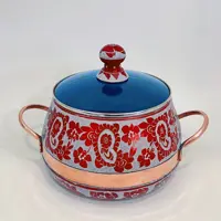 دیگ سنگ و مس حکاکی شده طرح بته جقه