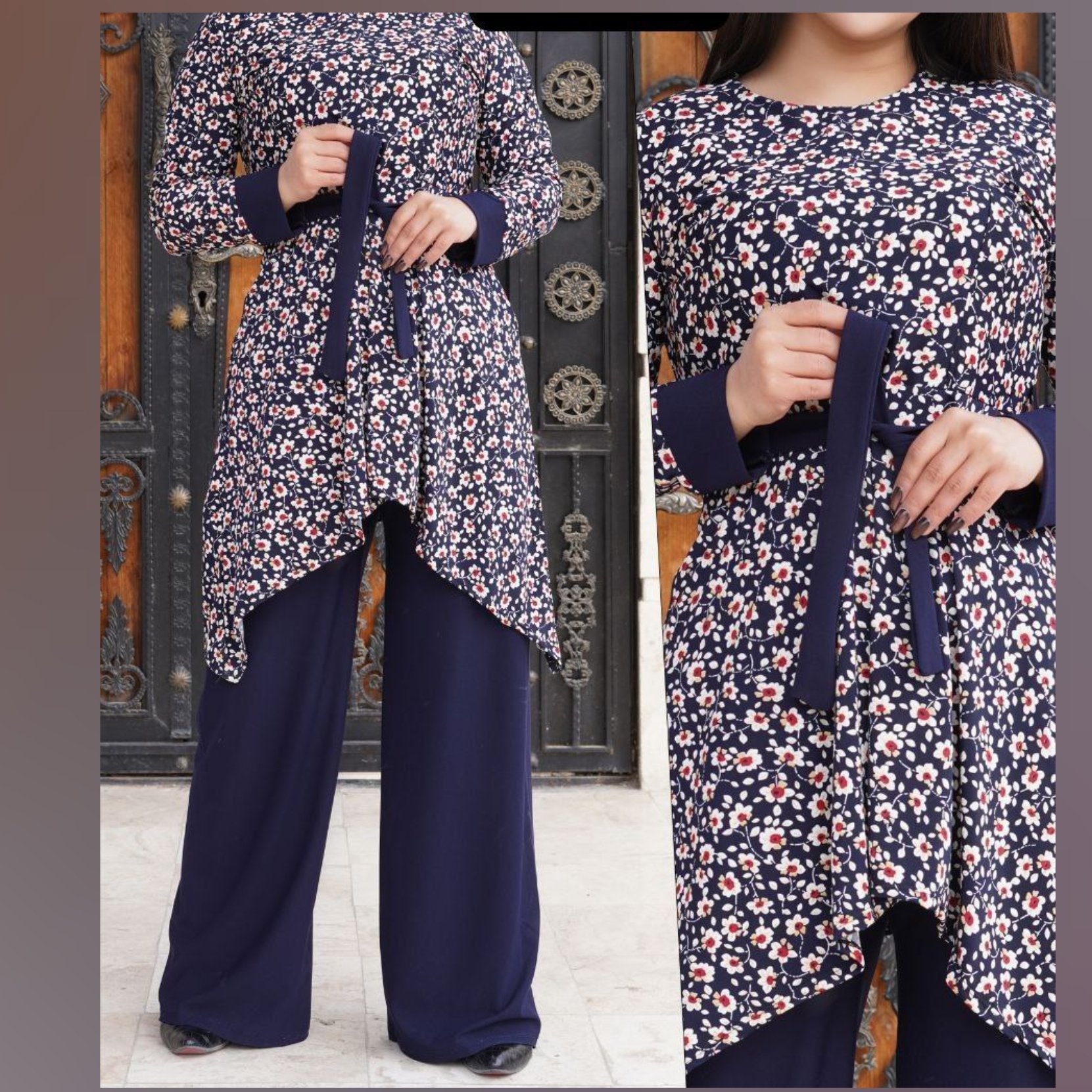 تونیک شلوار کمر بندی گلریز 816