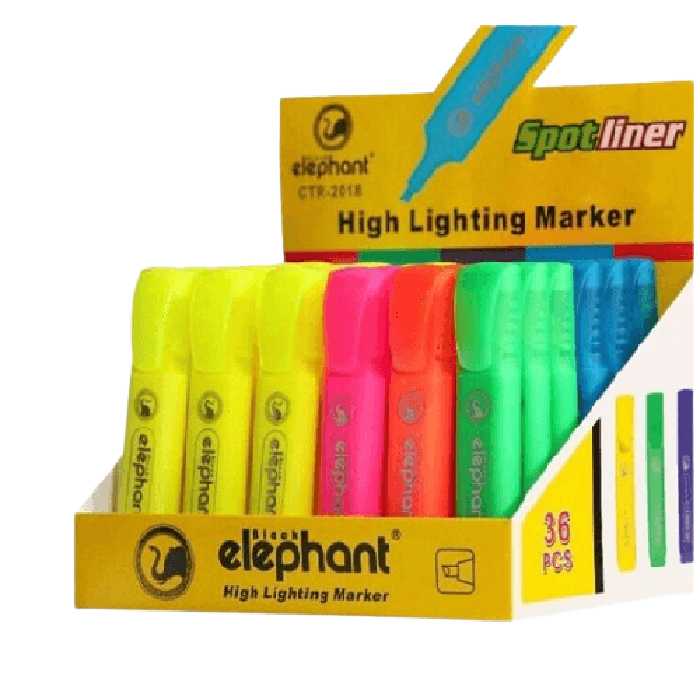 ماژیک علامت زن (هایلایتر) الفنت(Elephant) بسته 36 عددی رنگ جور