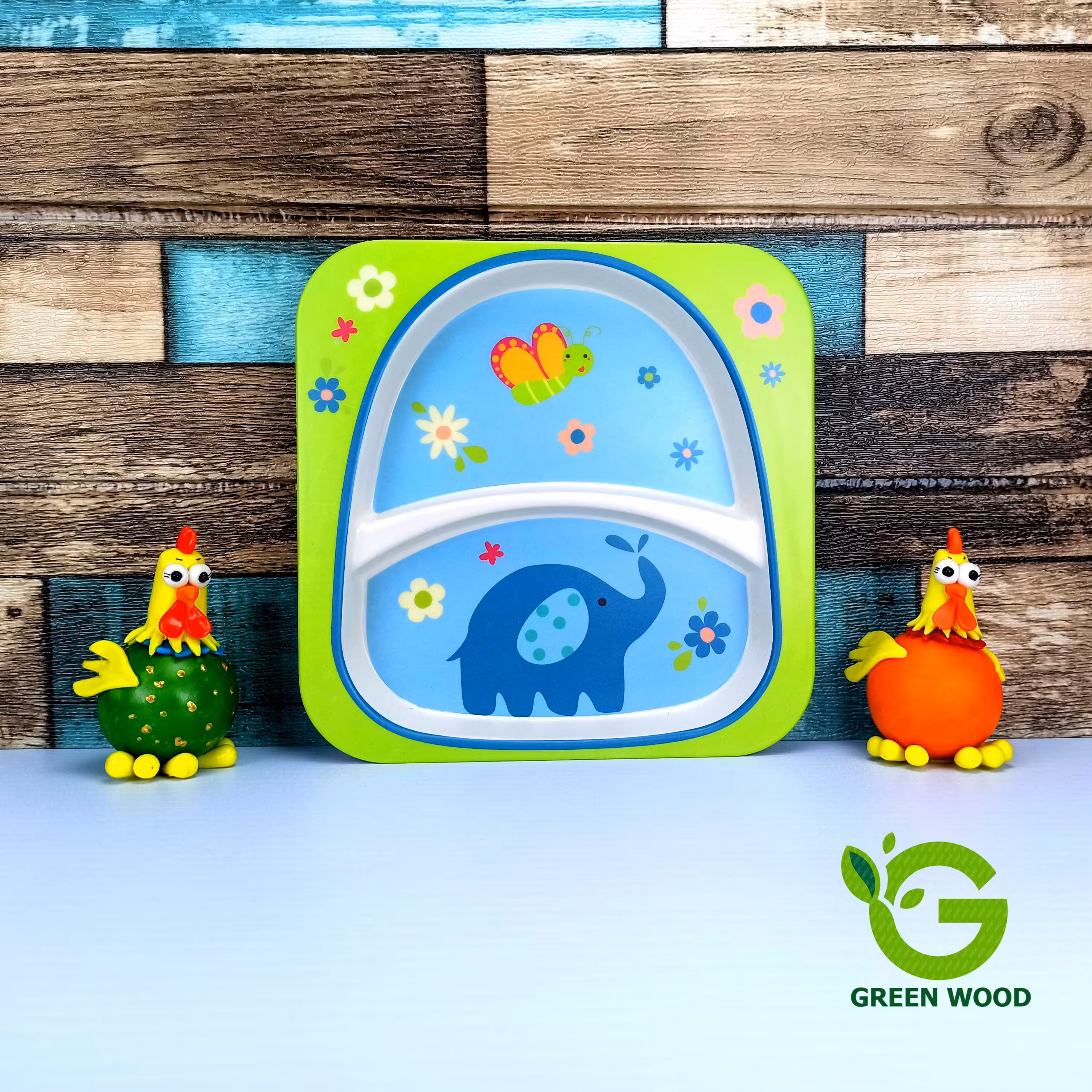 بشقاب کودک بامبو فایبر (ظرف کودک) طرح فیل کد Gw120201006