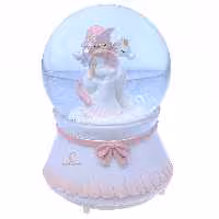 گوی فانتزی بزرگ موزیکال سفید طرح دخترک و اسب تک شاخ