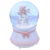 گوی فانتزی بزرگ موزیکال سفید طرح دخترک و اسب تک شاخ