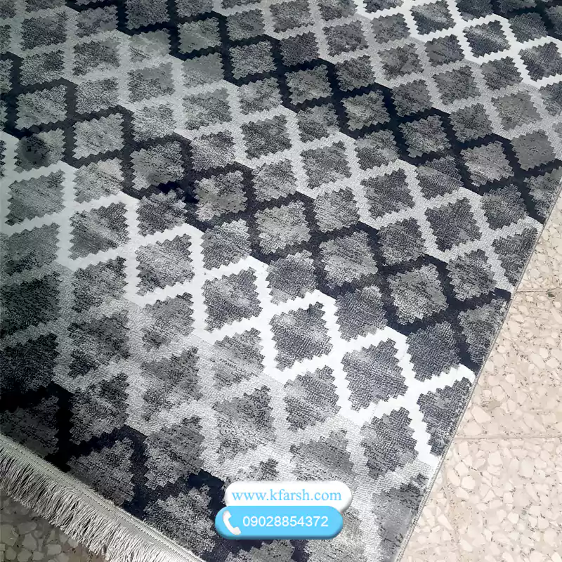 فرش مراکشی طوسی سفید کد1050