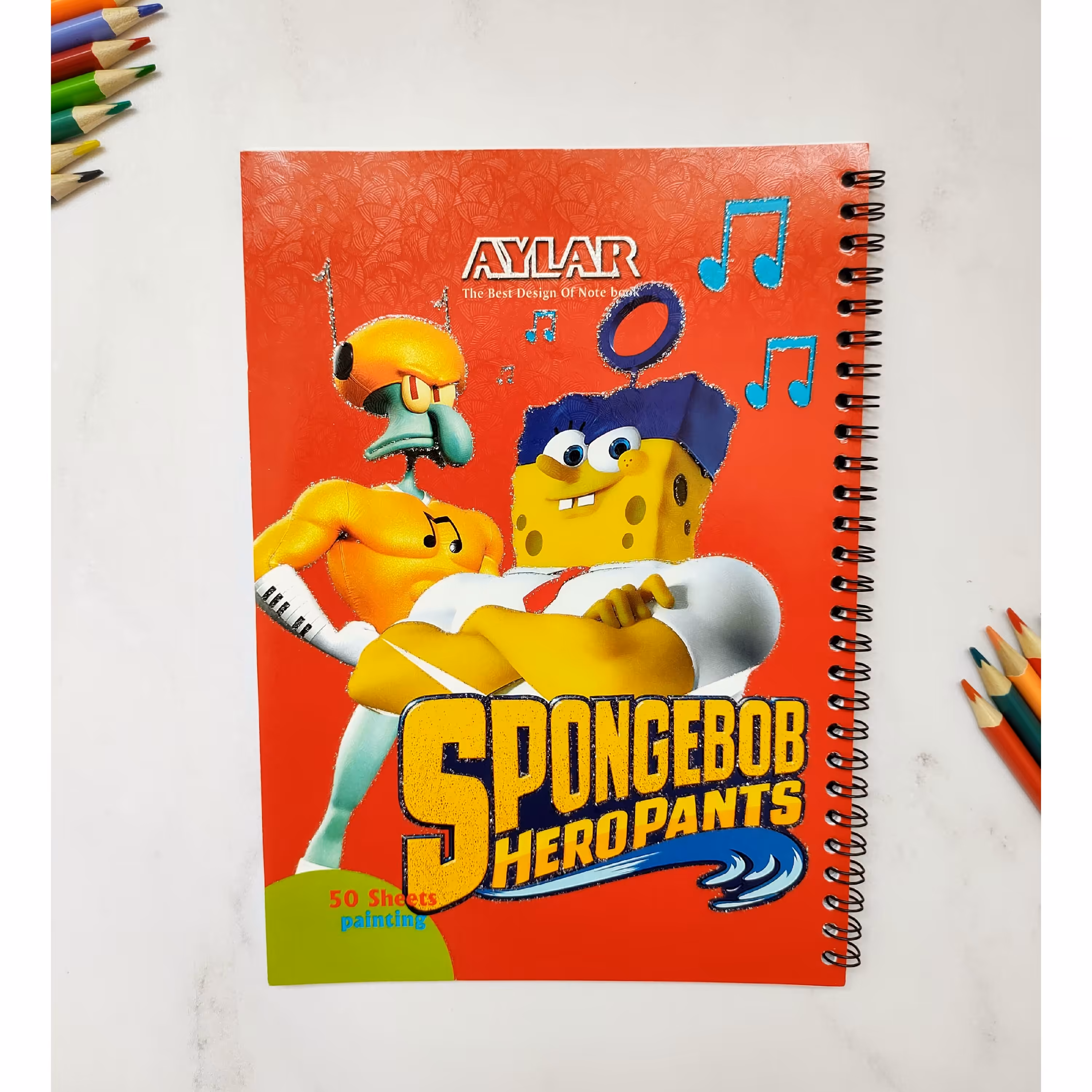 دفتر نقاشی 50برگ جلد مقوایی سیمی دوبل باب اسفنجی 