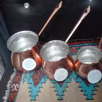 قهوه جوش دسته مسی  سایز یک  120گرم  سایز دو 160 گرم. سایز سه 180 گرم