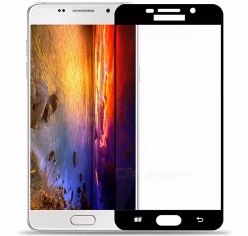 گلس نانو برای سامسونگ (A7 2016 (A710 فول کاور و تمام چسب - طلایی