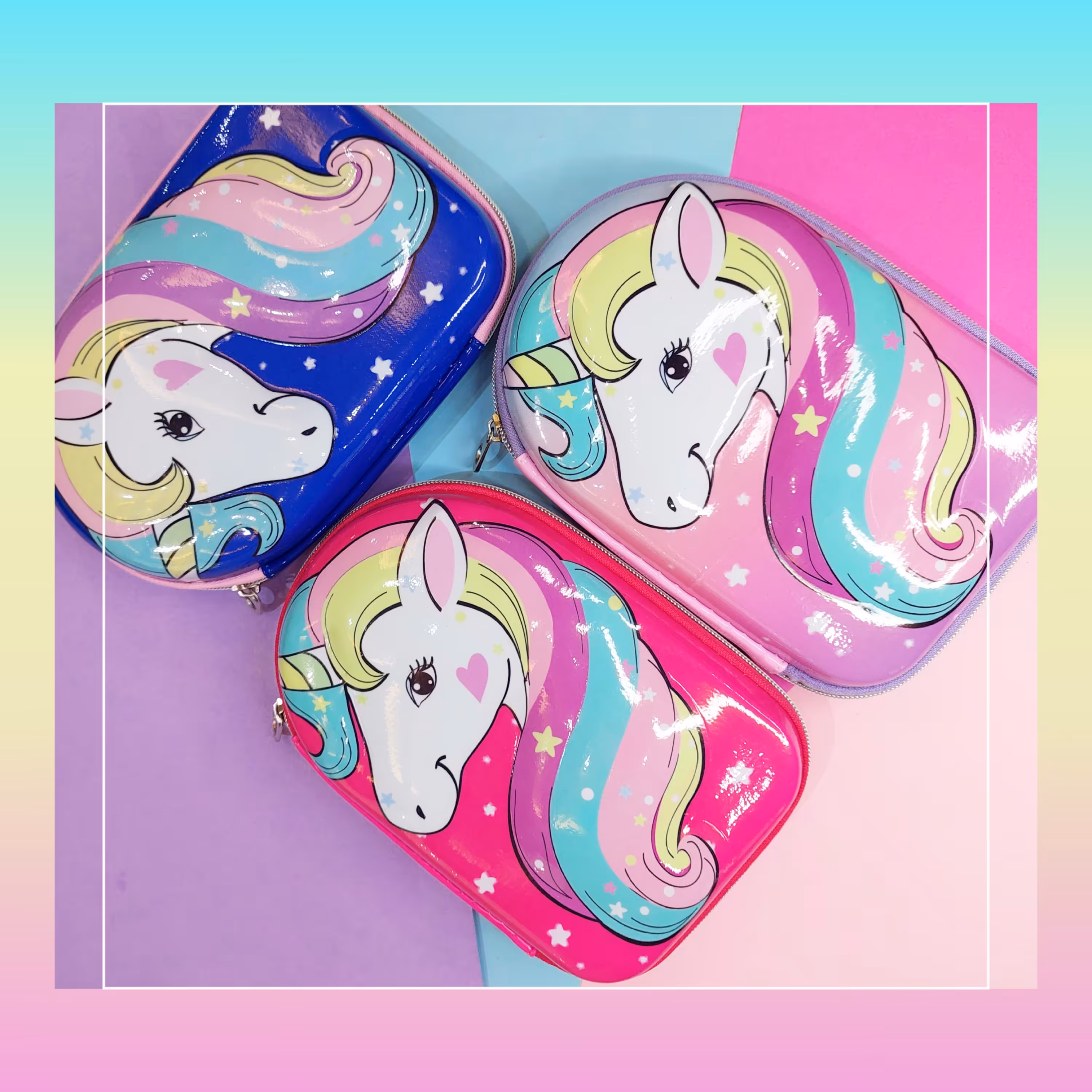 جامدادی کتابی یونیکورن موجود در سه رنگ زیبا، دارای باکس مناسب هدیه دادن