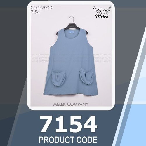 تونیک 7154 آبی روشن ابروبادی وارداتی یقه گرد دو جیب آستین حلقه ای ارسال رایگان سایز بزرگ 44-60 