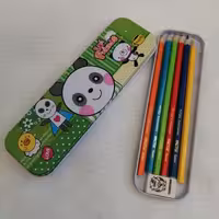 جامدادی فلزی دو طبقه به همراه مداد رنگی 12رنگ فکتیس و پاک کن تحریران