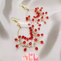 گوشواره گل قرمز مدل DNGLRD ماه فام