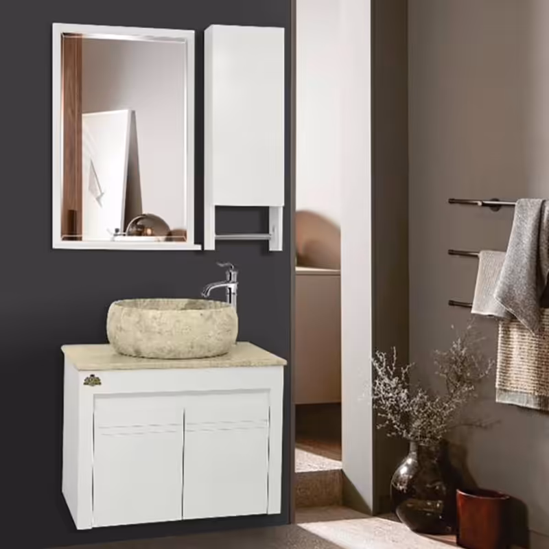 روشویی کابینتی لیزا سفید سایز 60 همراه آینه باکس