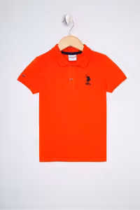 تی شرت یقه پولو نارنجی پسرانه و بچگانه تیشرت قرمز اورجینال U.S. Polo Assn.