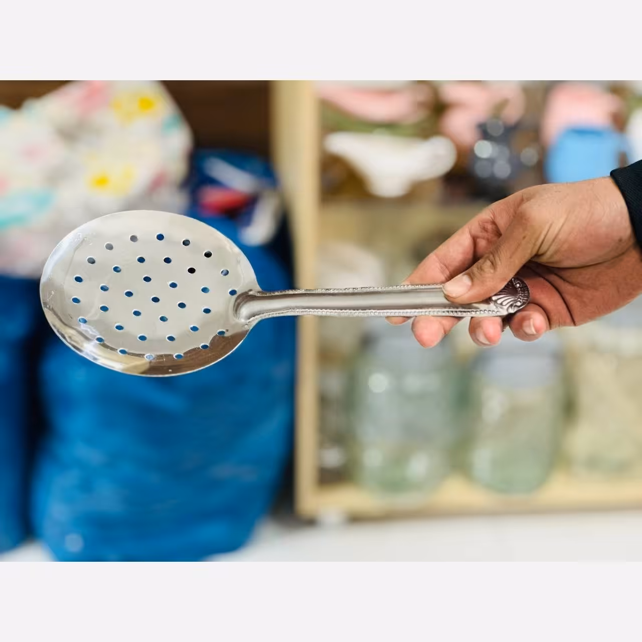 کفگیر و ملاقه پلوکش استیل ضخیم