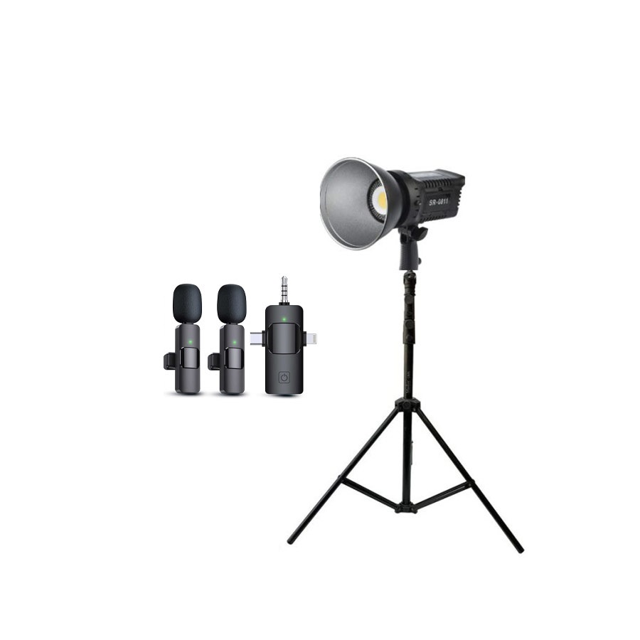 کیت تولید محتوا ویدئو لایت Sierra SR-0811 ، پایه نور 805 و میکروفون k15 Dual