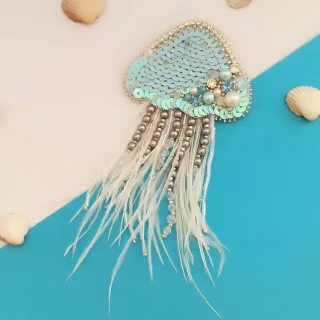 سنجاق سینه جواهردوزی شده  عروس دریایی
