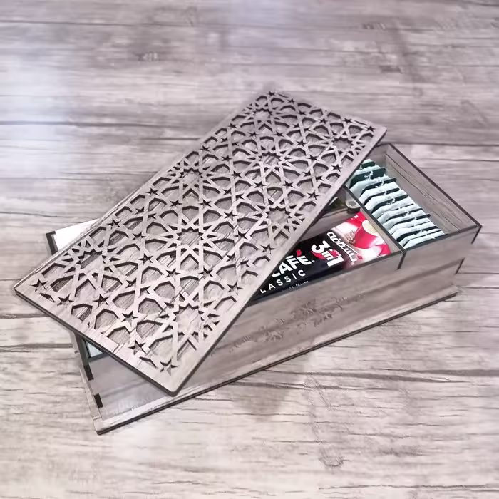 جعبه تیبگ چوبی مخصوص چای کیسه ای و کافی میکس رنگ سفید مدل ML560AL