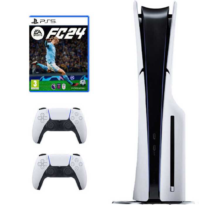 کنسول بازی سونی PS5 Slim دیسک خور باندل بازی FC 24 و یک دسته اضافی