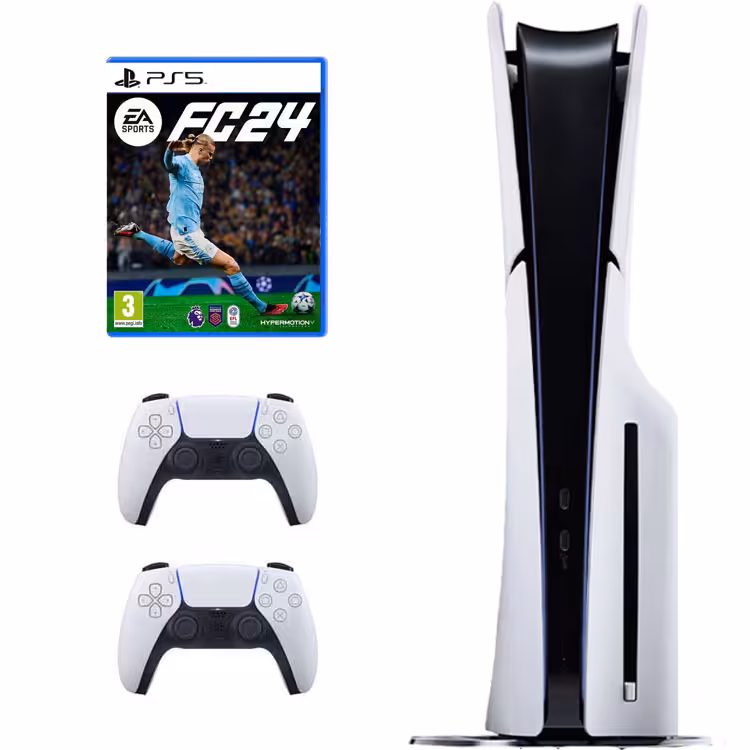 کنسول بازی سونی PS5 Slim دیسک خور باندل بازی FC 24 و یک دسته اضافی
