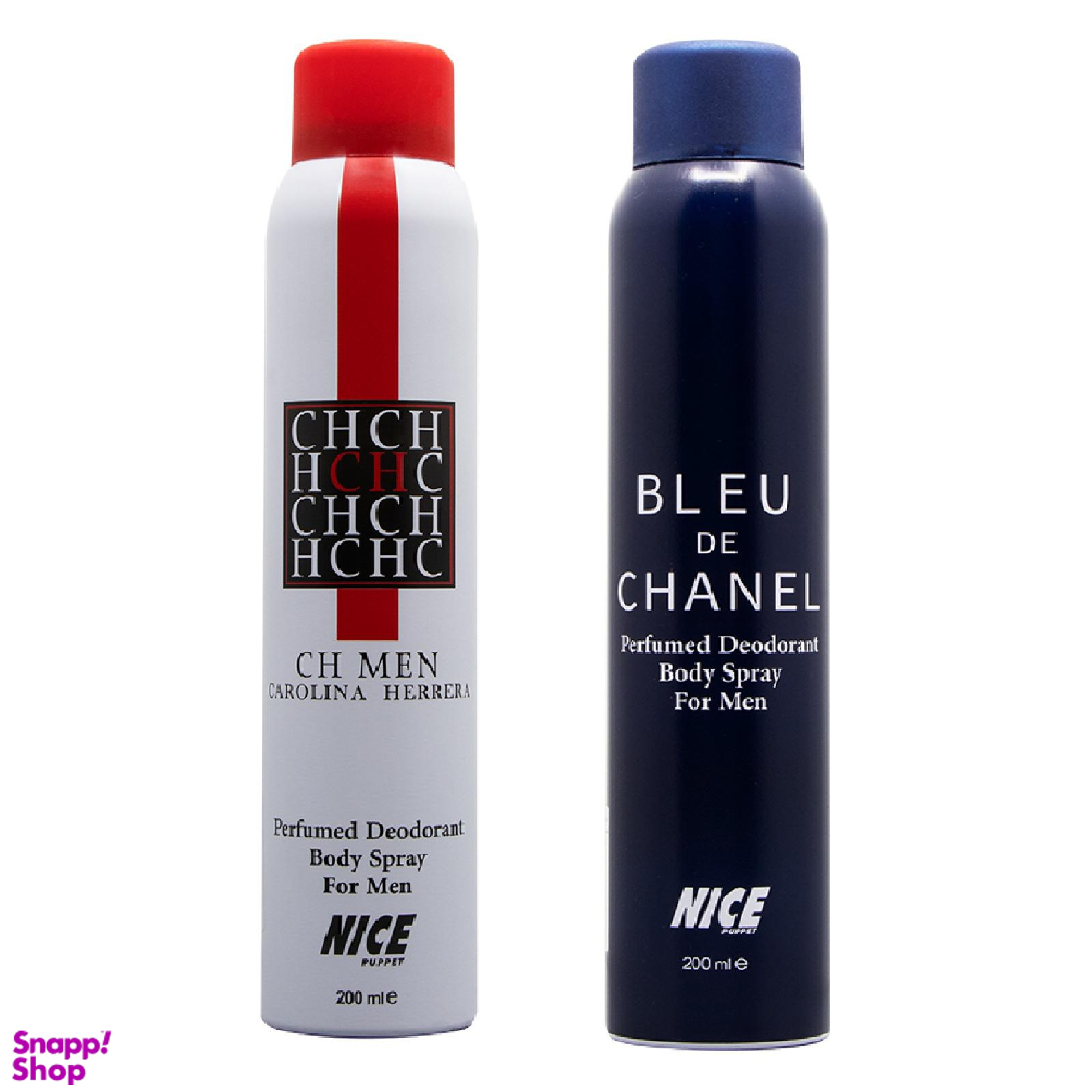 اسپری خوشبو کننده بدن مردانه نایس پاپت (Nice Puppet) مدل CH Men حجم 200 میلیلیتر + اسپری بدن مردانه مدل Bleu De Chanel