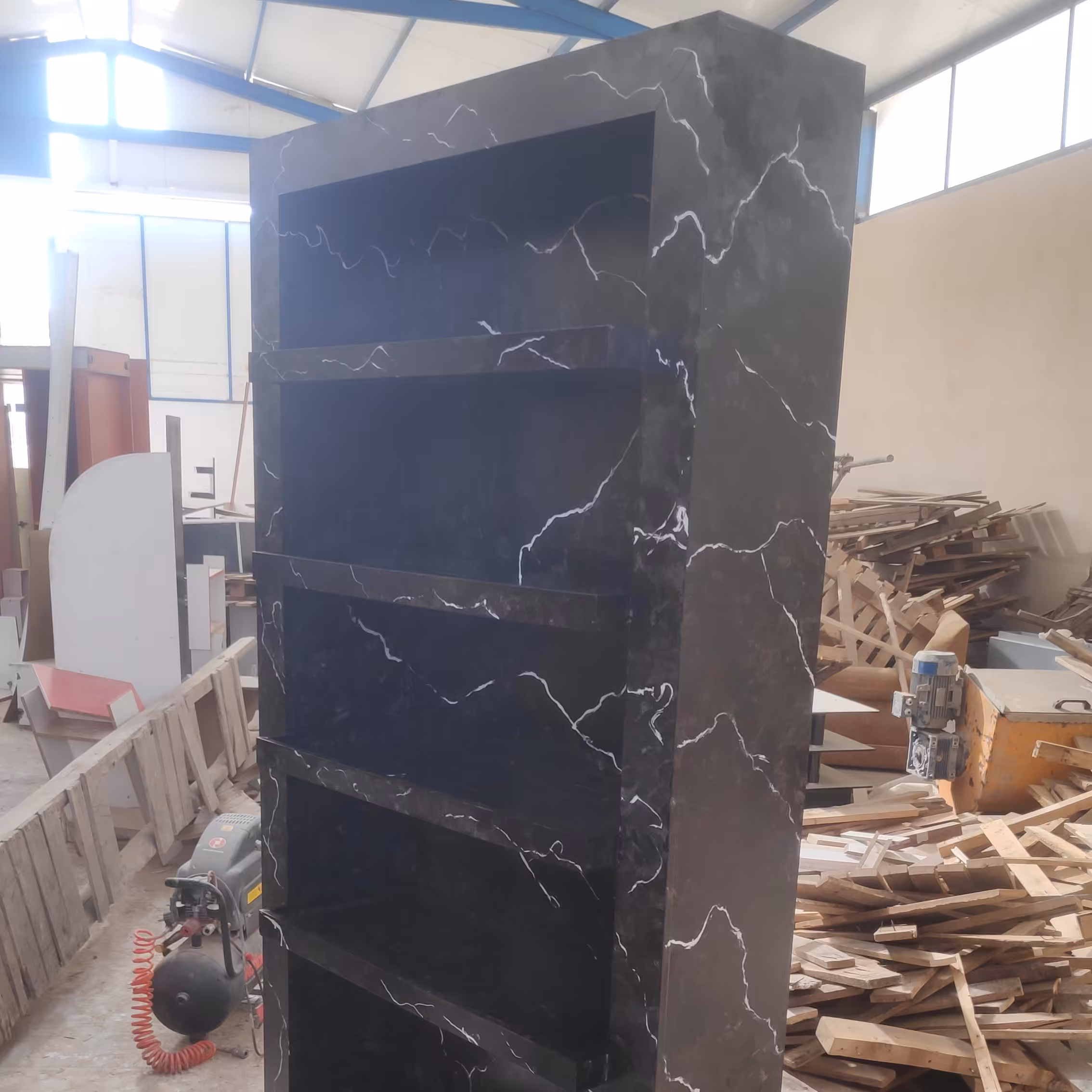 کتابخانه کمد قفسه شلف  ام دی اف سنگین و محکم طرح سنگ پشت ام دی اف 16