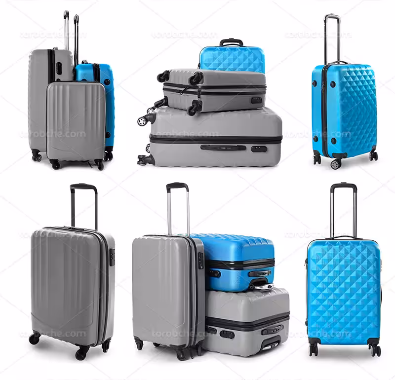 عکس چمدان طوسی آبی | گرافیک با طعم تربچه