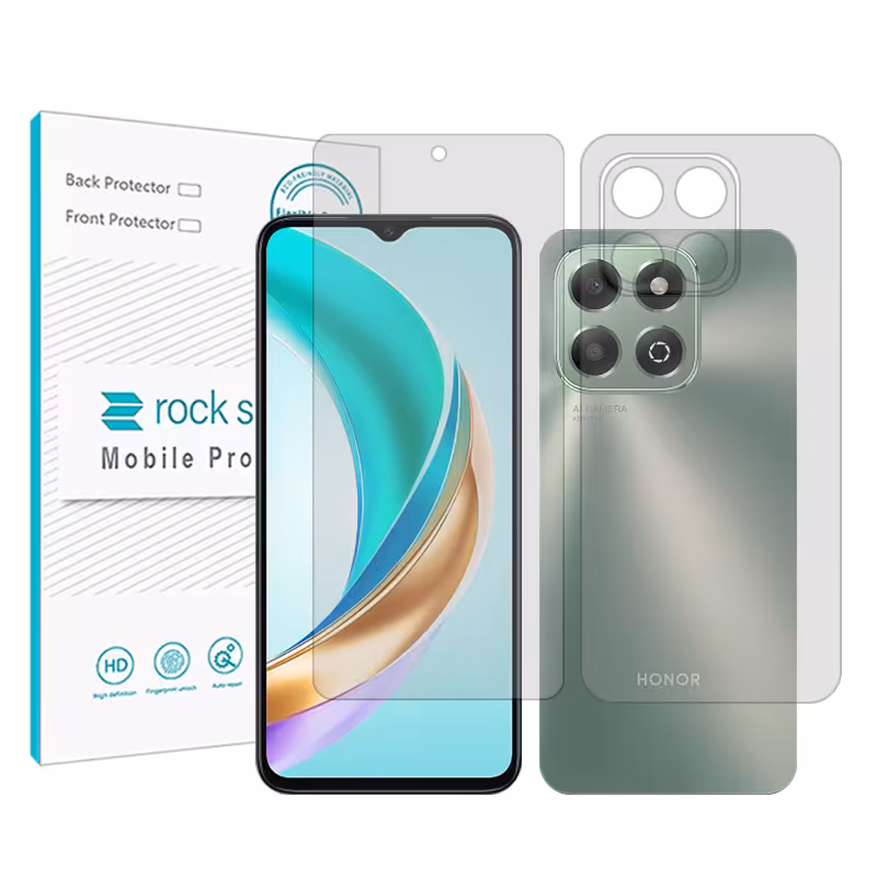 گلس صفحه نمایش و پشت گوشی آنر X6b مدل نانو هیدروژل شفاف برند راک اسپیس کد SS