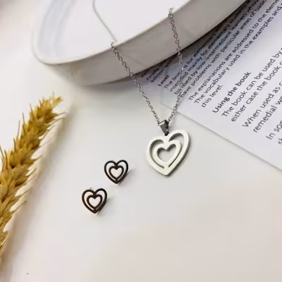 نیم ست استیل طرح قلب