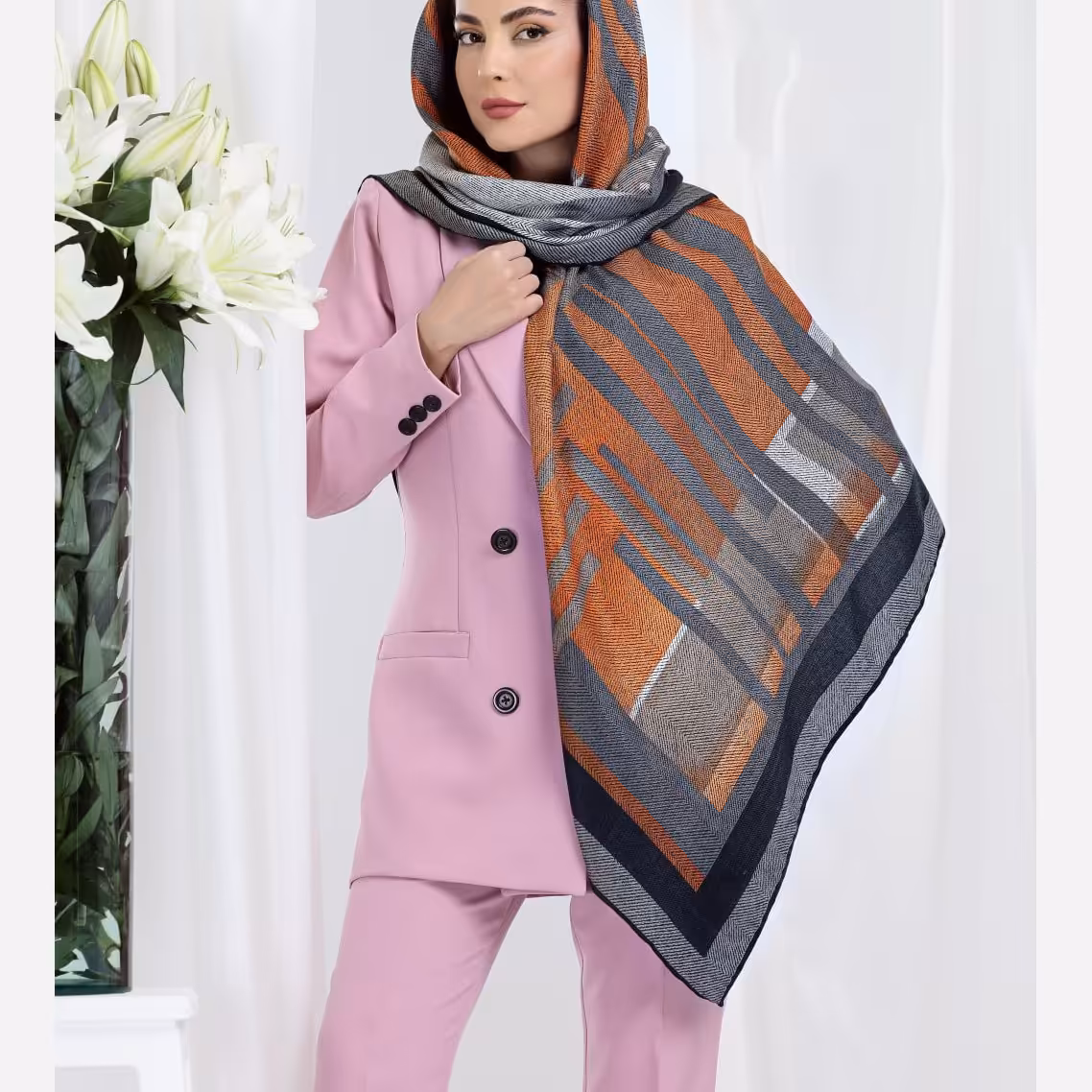 روسری قواره 140 دور دست دوز 