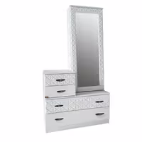 میز آرایش قائم کد CL10-2  وکیوم طرحدار به صورت 4 کشو با آینه ریلی