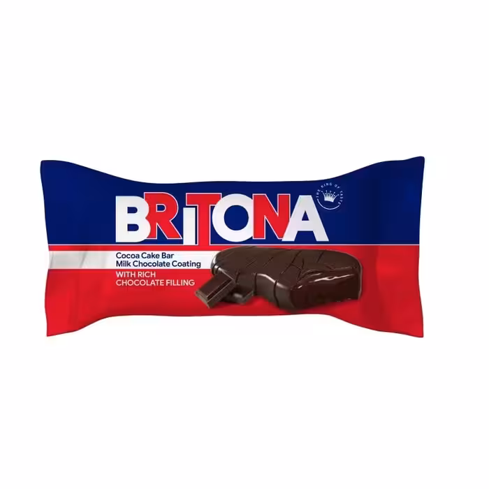 کیک کاکائویی با مغزی کاکائویی و روکش شکلات شیری BRITONA - 35 گرم 5بسته 24 عددی