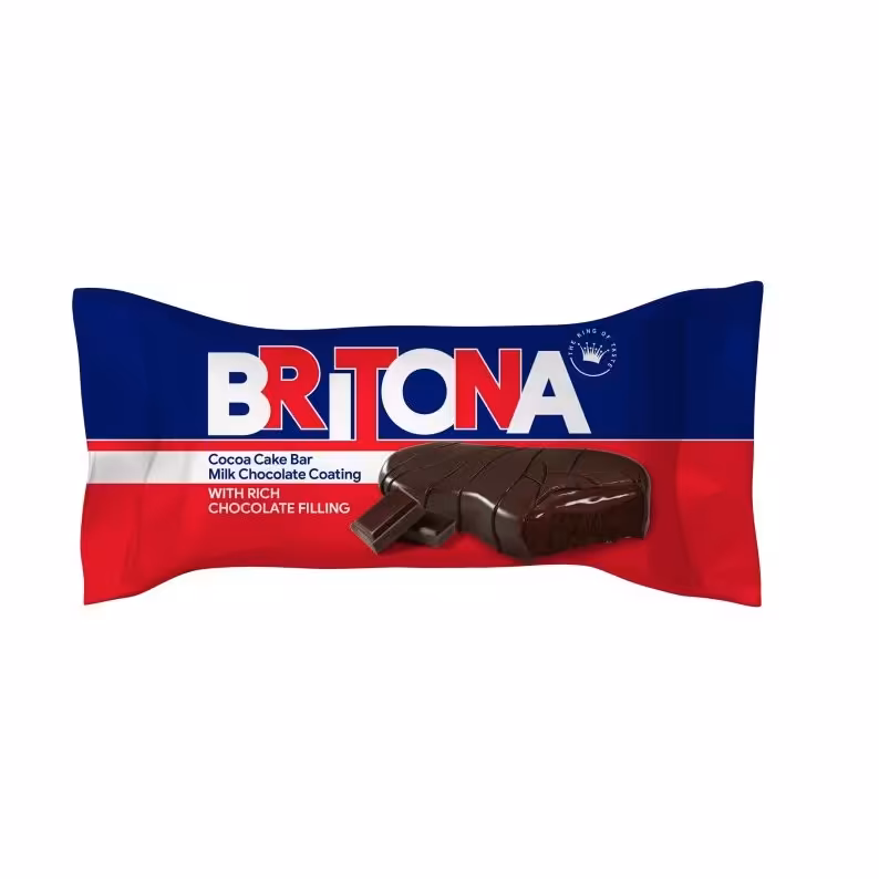 کیک کاکائویی با مغزی کاکائویی و روکش شکلات شیری BRITONA - 35 گرم 5بسته 24 عددی