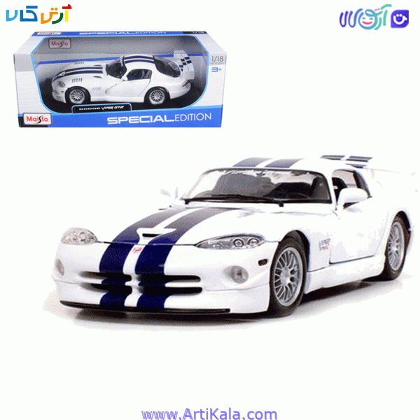 ماکت ماشین دوج وایپر جی‌تی2 مدل Dodge Viper Gt2 Scale 1/18