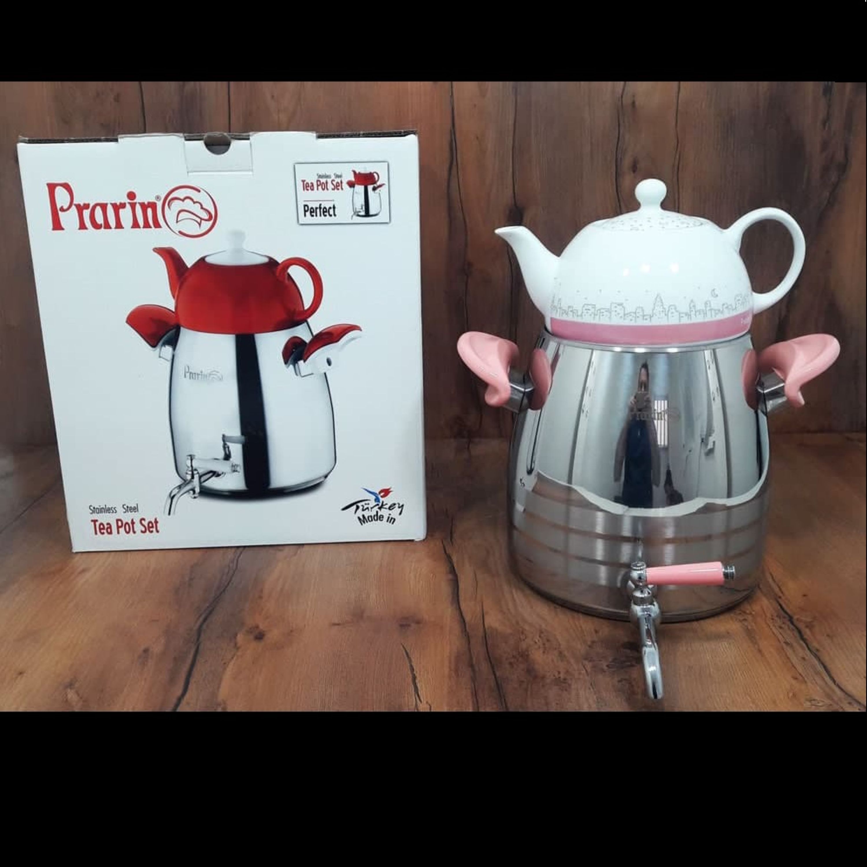 کتری و قوری استیل 6 لیتری برند پرارین PRARIN کد 2092