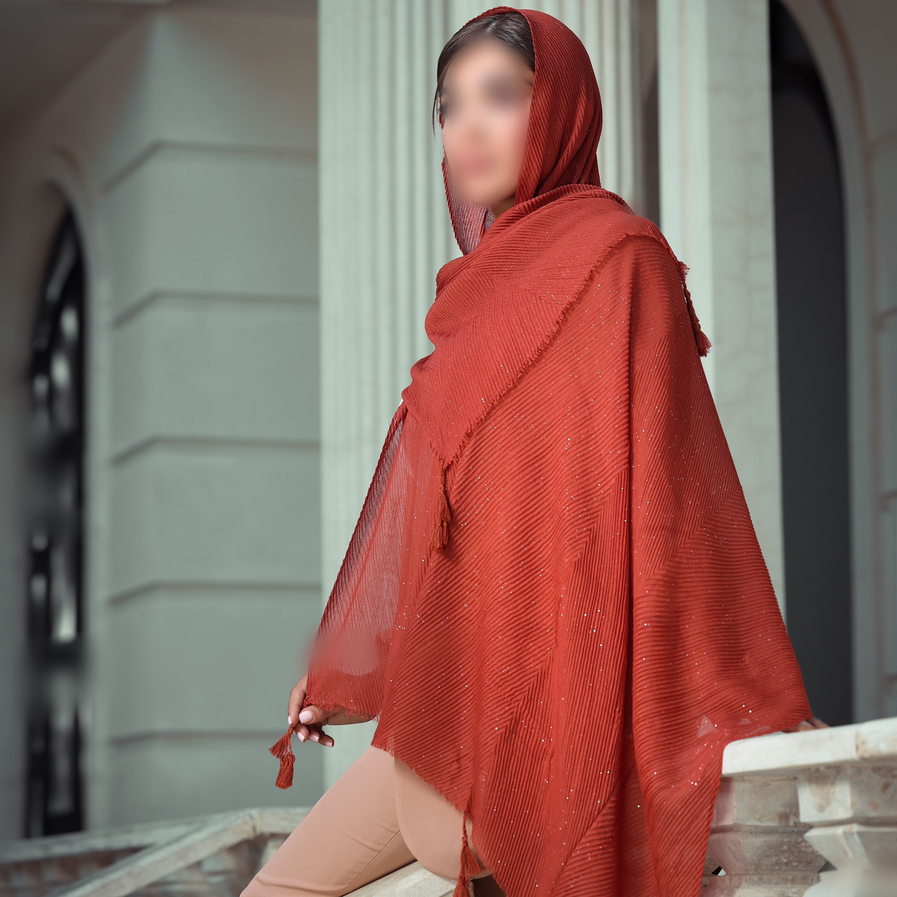 شال نخی پلیسه شاین دار