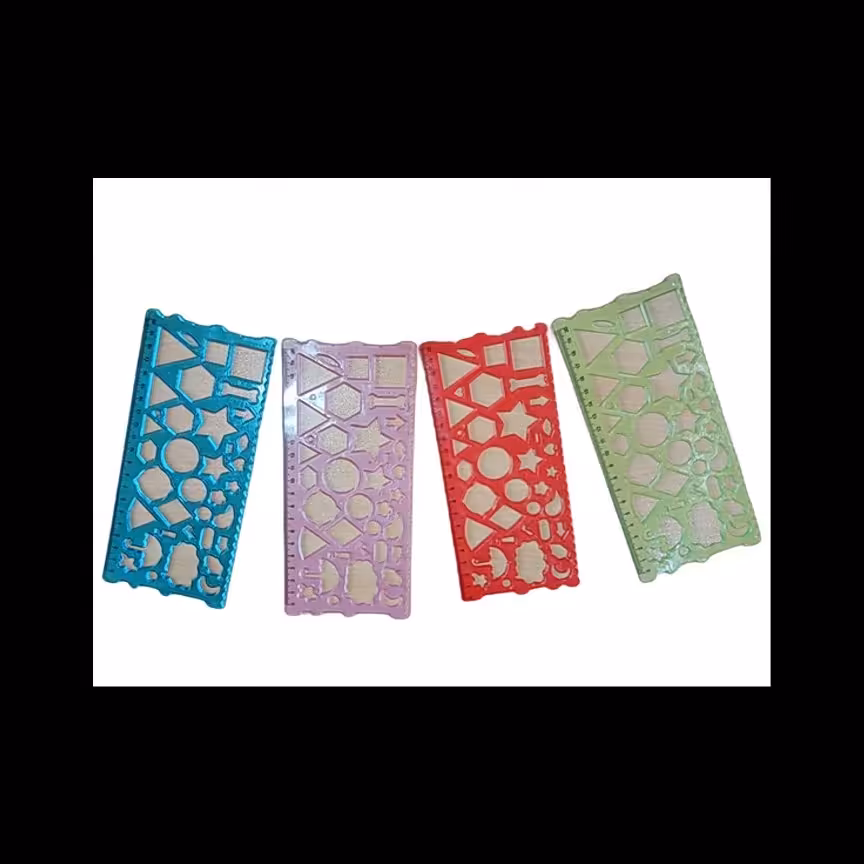 خط کش ژله ای شابلون اشکال 20 سانت بسته 6 عددی 