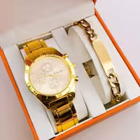 ست ساعت و دستبند مردانه مارک والار طلایی