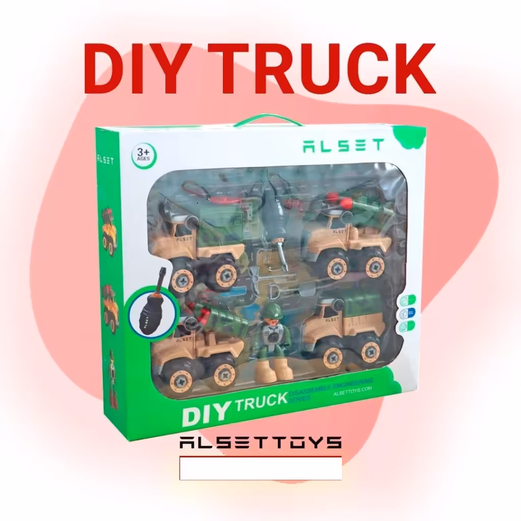 اسباب بازی ماشین آتش نشانی چهار عددی همراه با آدمک و پیچ گشتی