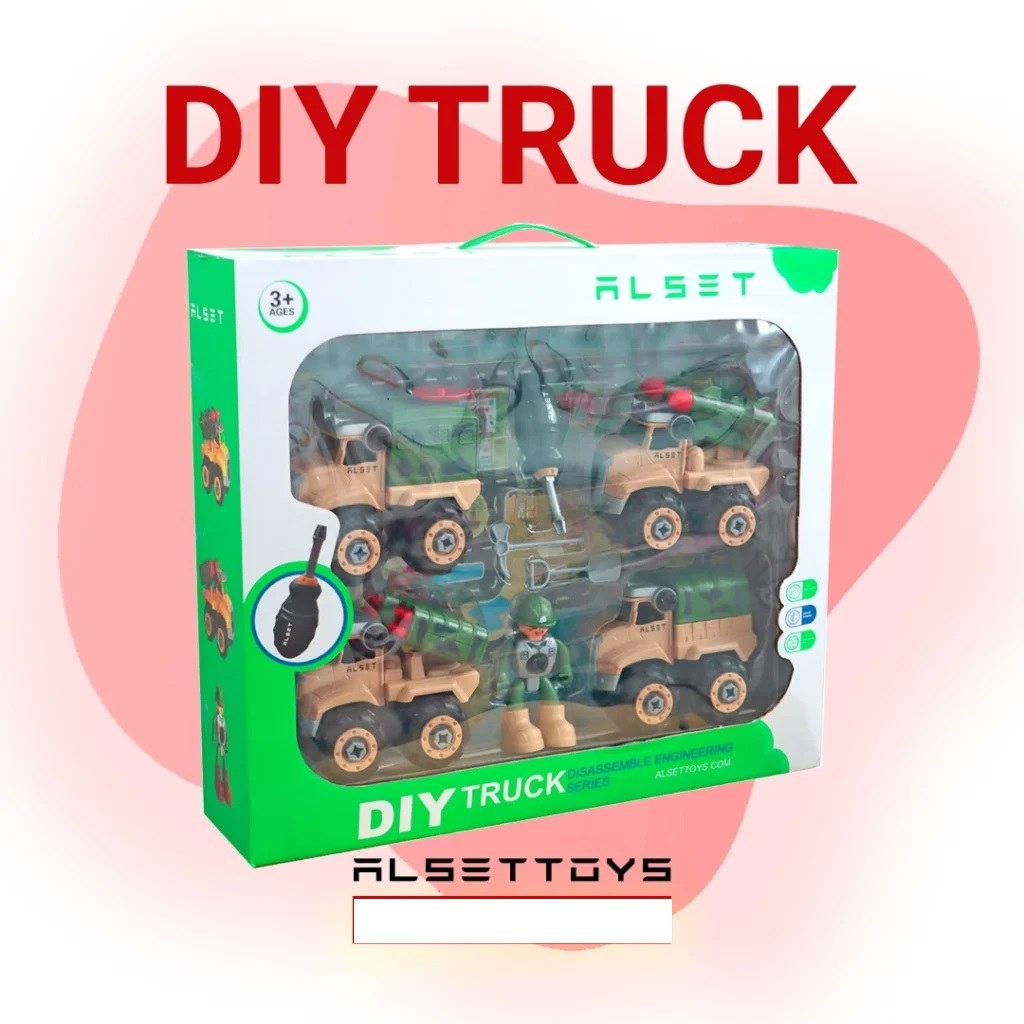 اسباب بازی ماشین آتش نشانی چهار عددی همراه با آدمک و پیچ گشتی