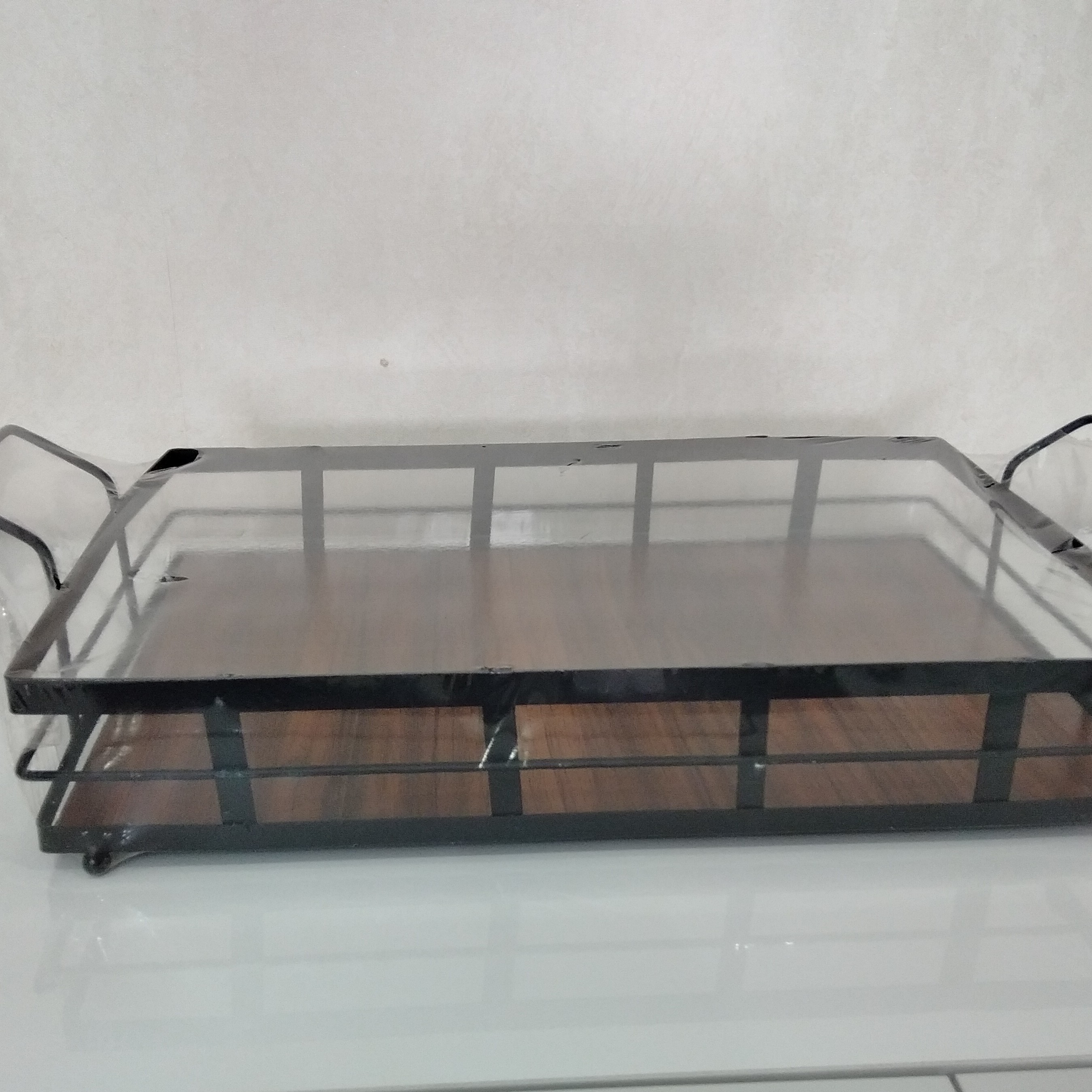 سینی مستطیل فلزی چوبی