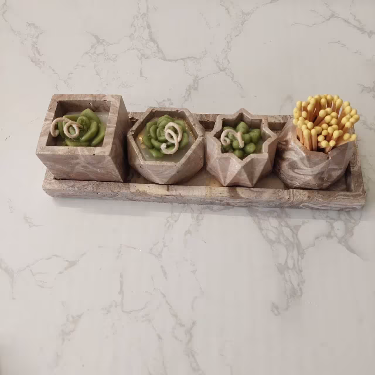 مینی ست شمع کاکتوس و جا کبریتی