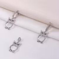 نیم ست نقره طرح حیوان جغد با روکش طلاسفید کد 1643