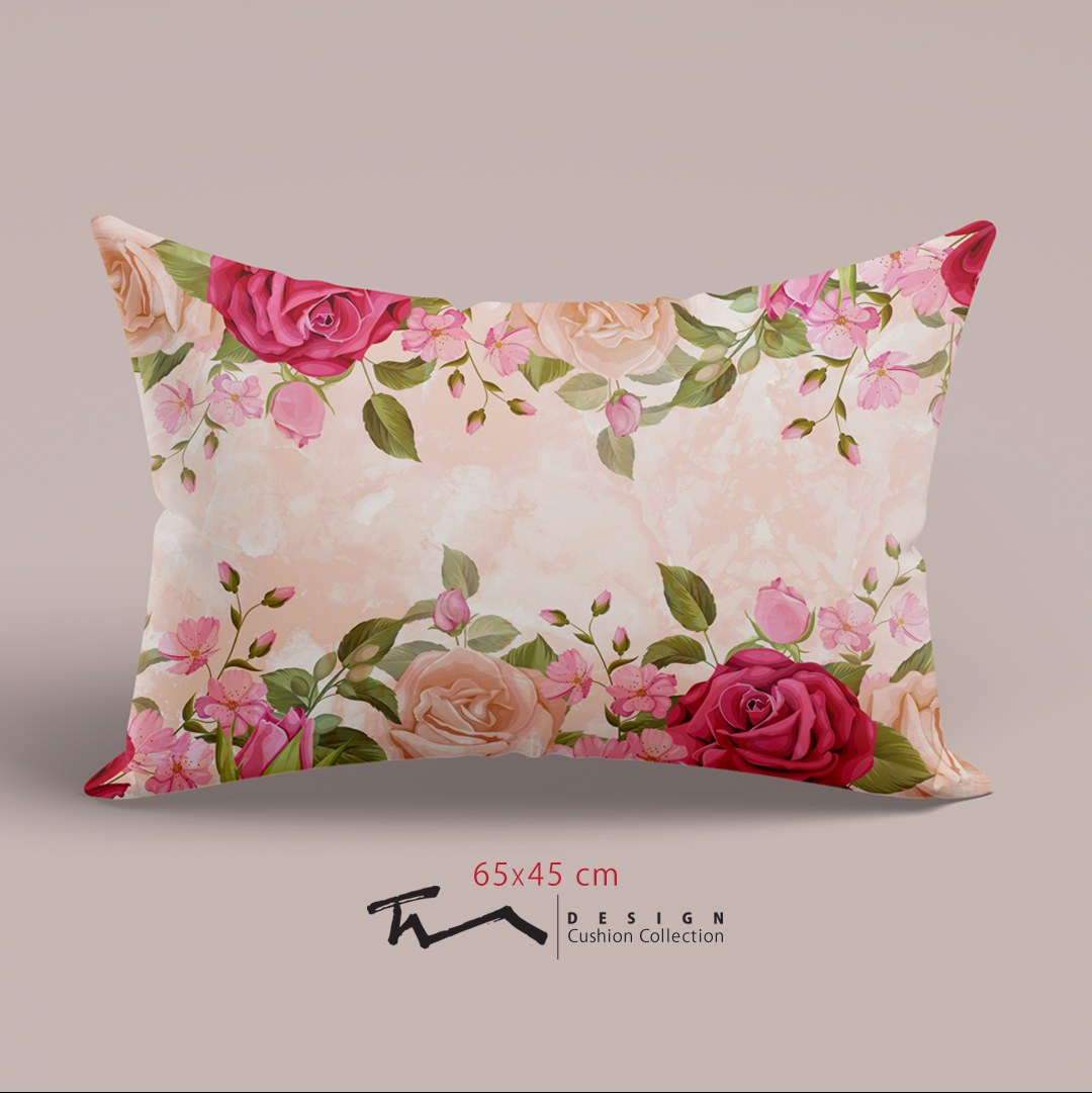 دو عدد کاور کوسن طرح دلنواز - دو رو مخمل پورش - 65 در 45 - زیپ مخفی 