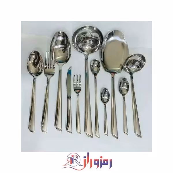 سرویس قاشق و چنگال 12 نفره 90پارچه یونیک مدل ناخنی نقره ای دهنه اروپایی