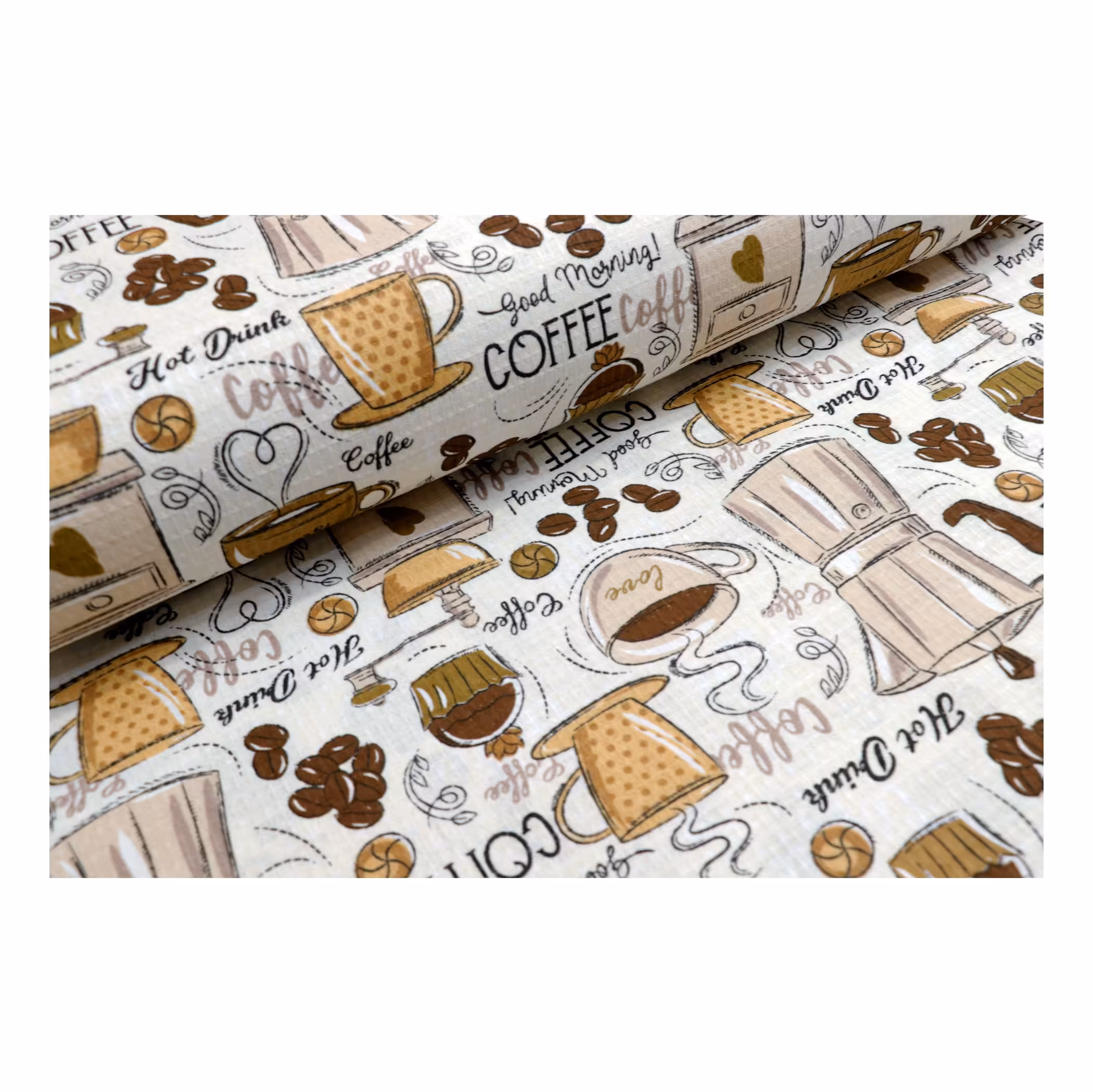 پارچه دستمالی آشپزخانه مدل کافی شاپ کرم 1 متر 