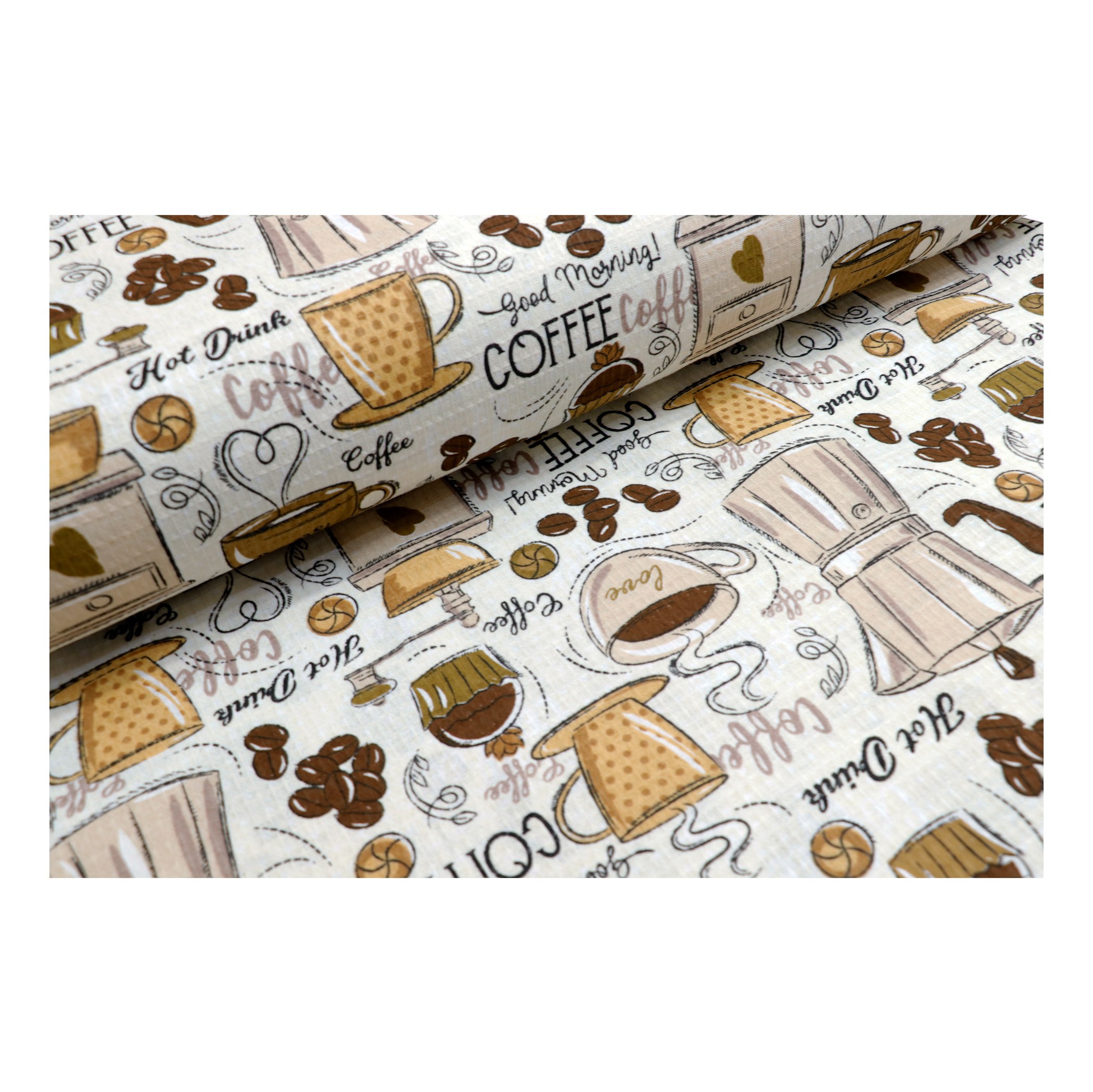 پارچه دستمالی آشپزخانه مدل کافی شاپ کرم 1 متر 