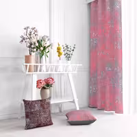 پرده مخمل  135x300 طرح افرا صورتی  آرت مان