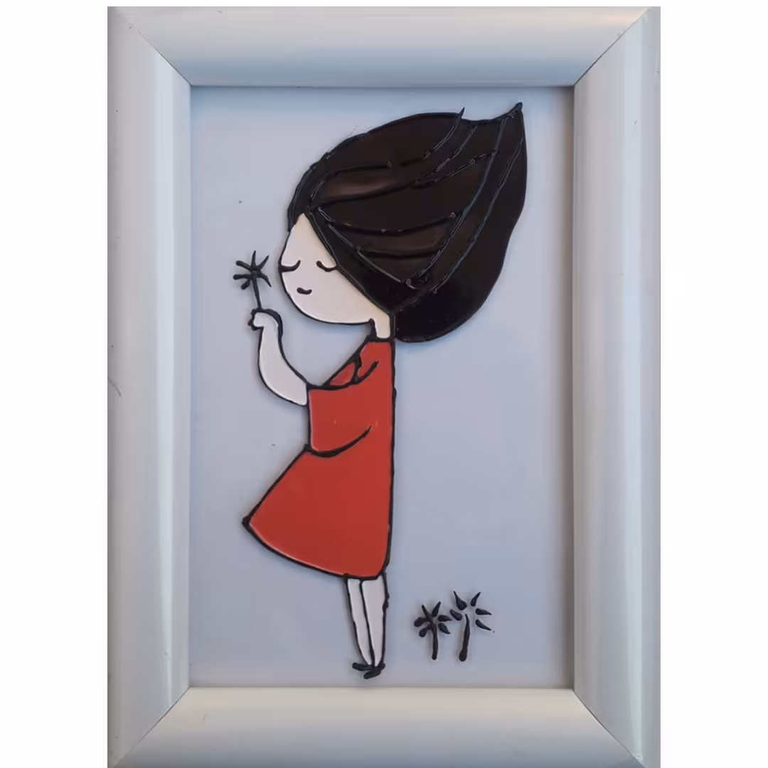 تابلو ویترای طرح سنجاقک کار دست قابل شستشو سایز اختیاری